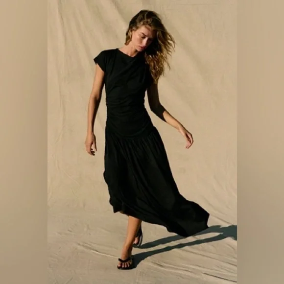 Free People | Sorella Drop-Waist Midi | Medium | Black | NWT - Picture 1 of 1